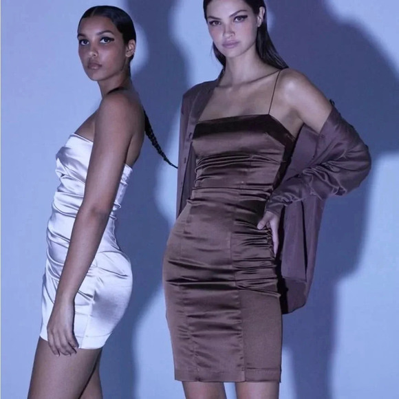 Bec & Bridge Heather Open Back Satin Midi Dress Cognac Size 10 NWT - Picture 14 of 14